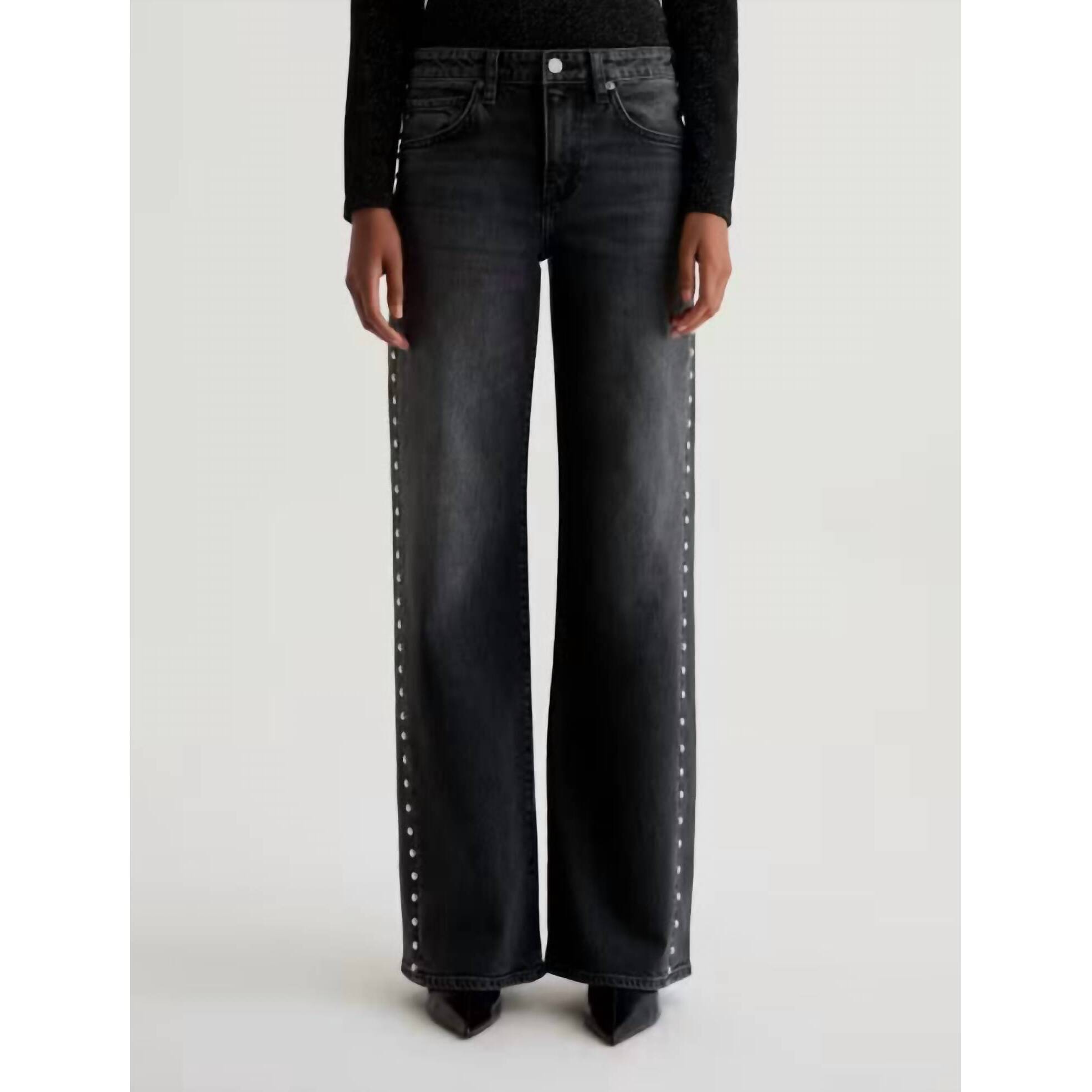 Ag Jeans Adria Studded Wide-Leg Jeans In Immensity
